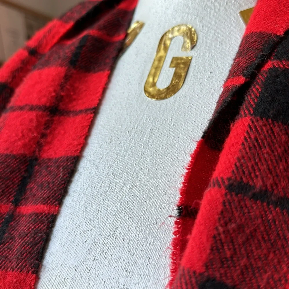 DIOR Vintage Plaid Tasseled Soft Scarf, Unisex, Red & Black